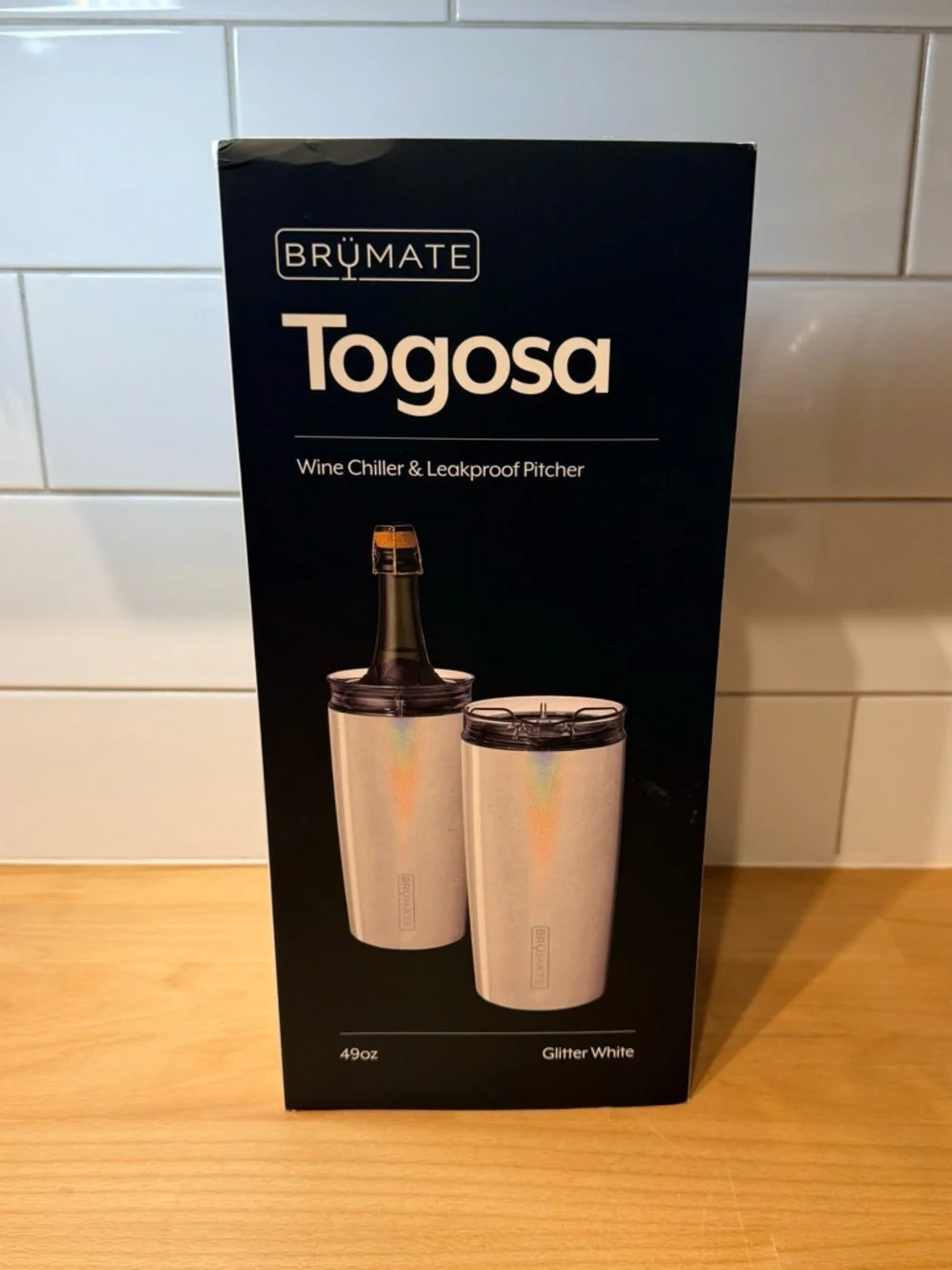 BrüMate‎ Togosa Wine Chiller & Leakproof Pitcher | In Glitter White | Brand New